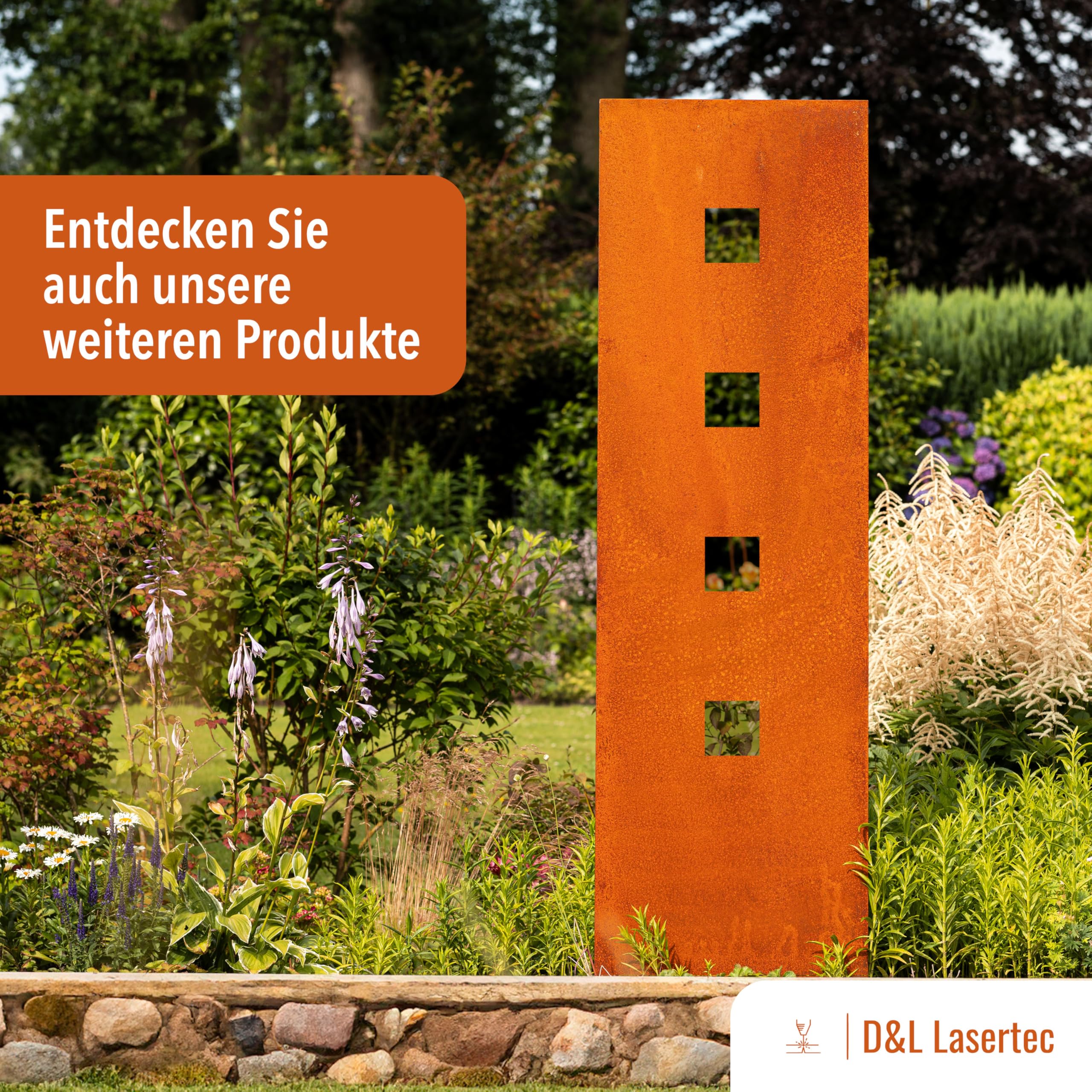 D&L Lasertec Kaminholzkorb, Herz aus Metall, Rost, Edelrost, Holzregal - Deko - SET M+L+XS