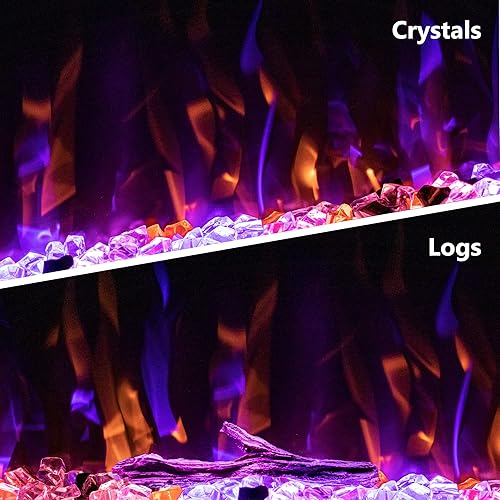 Miniatura 9 de Chimenea eléctrica habilitada para WiFi de 60 pulgadas, control inteligente de aplicación, calentador de chimenea lineal empotrado y montado en la