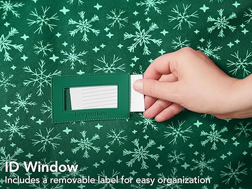 Miniatura 7 de Covermates Keepsakes - Bolsa con ruedas para árbol de Navidad, protección superior, asas acolchadas, almacenamiento navideño, copo de nieve verde