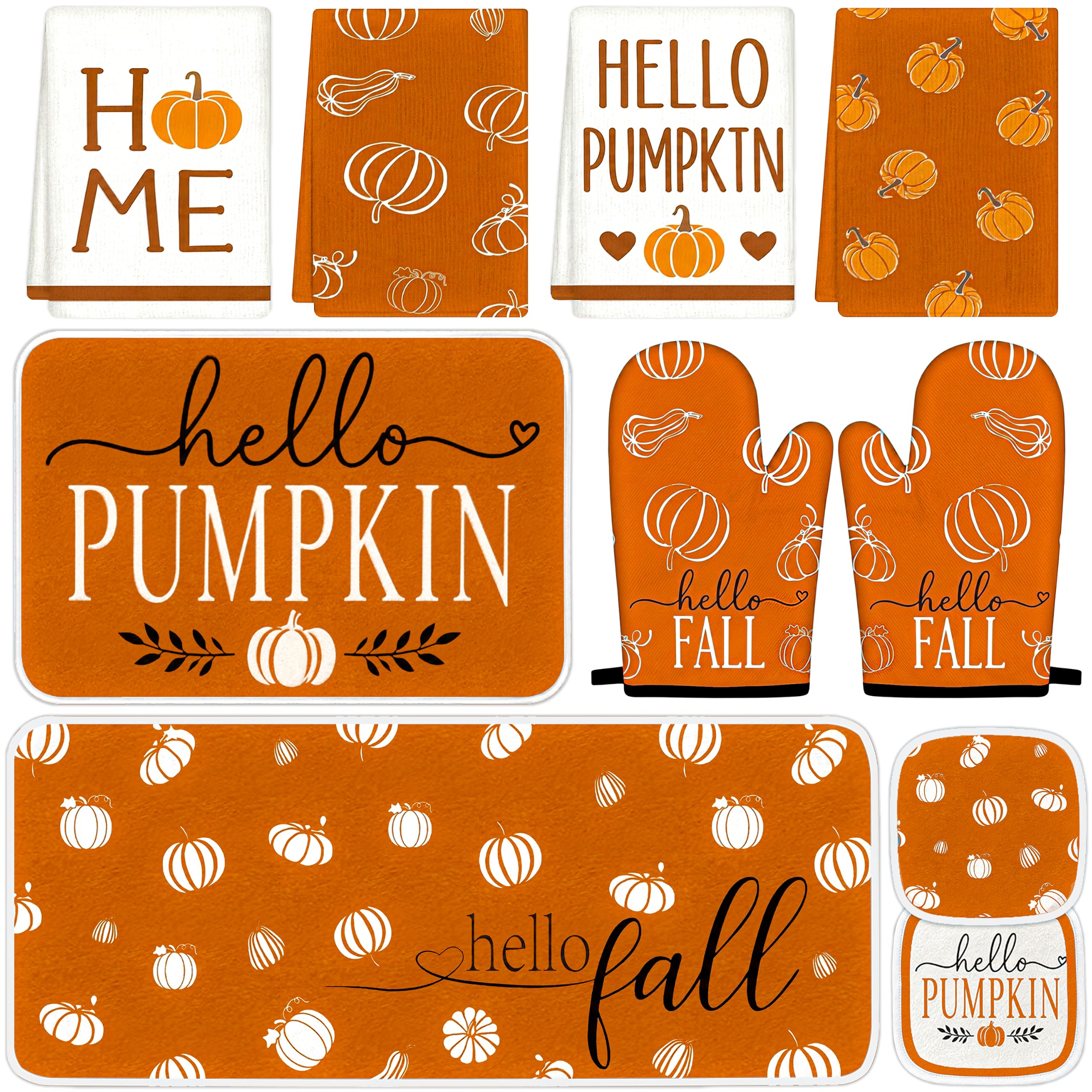 Tieshankao 10PCS Fall Pumpkin Kitchen Decor Set for Home, Baking Gifts