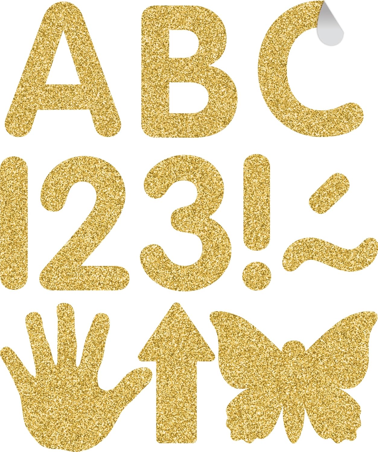 Teacher Created Resources Self-Adhesive Gold Glitz 2" Classic Letters Uppercase (TCR9648)