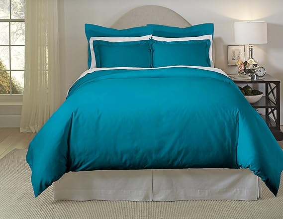 Pointehaven 620TC Long Staple Cotton Oversized Duvet Set, Cal King, Teal