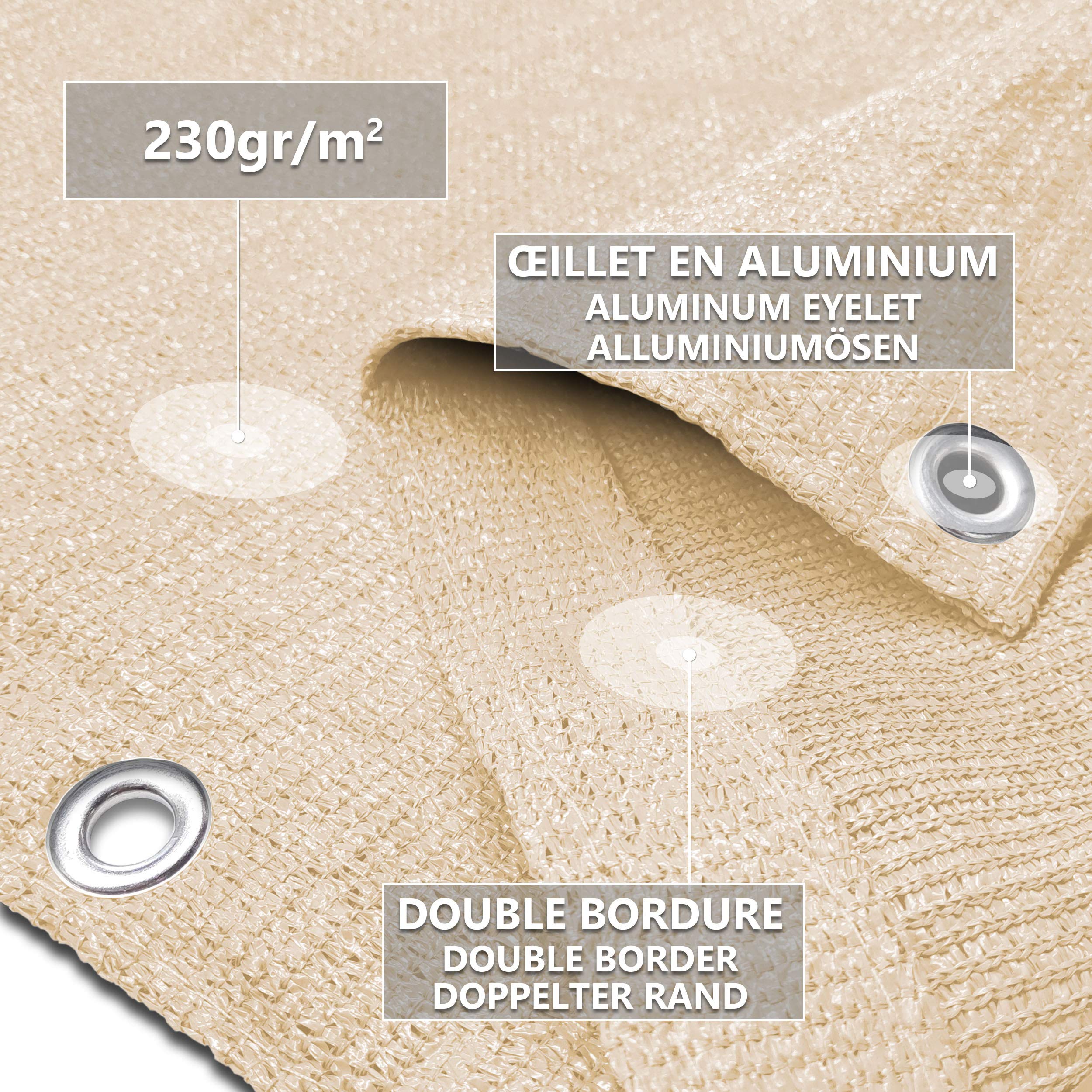 vounot® Brise Vue pour Balcon 100% HDPE 230g/m2 Protection UV Résistant aux Déchirures et au Vent Protection Contre Les Regards avec Attaches de Câble et Cordons 600x90cm Beige