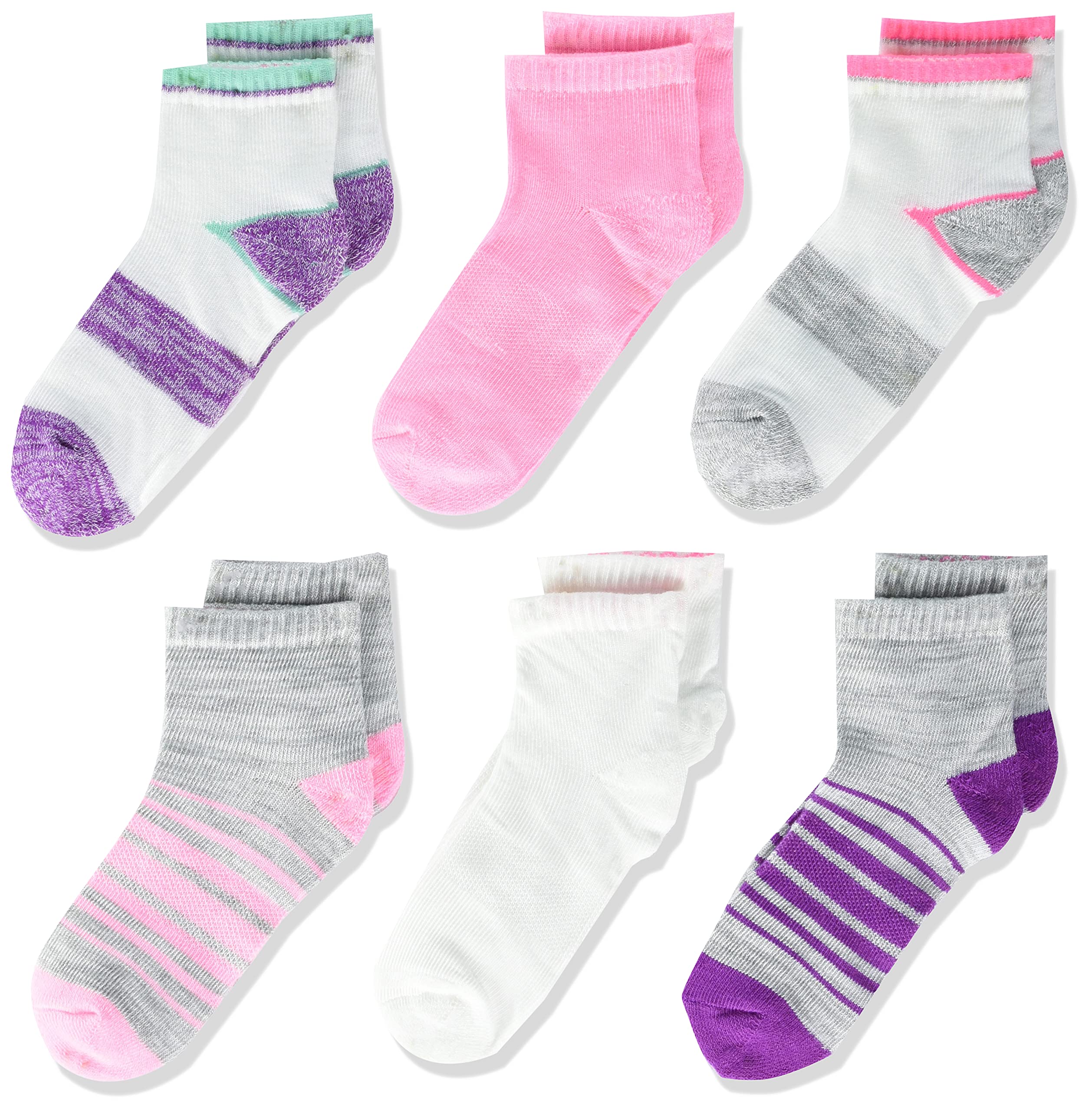 Hanes Toddler Girls 6-Pack Low Cut Socks, 6-12M, Assorted