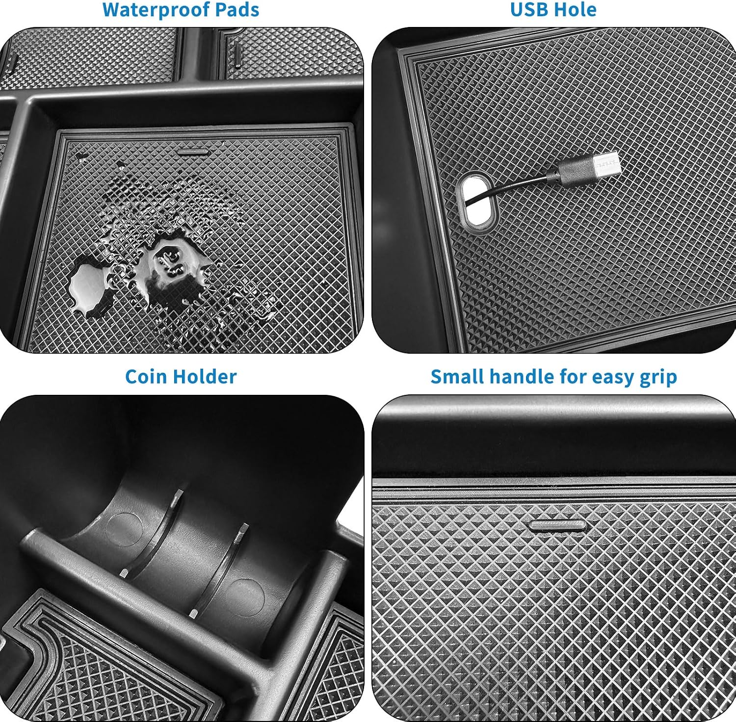 Zxiaochun Center Console Organizer for 2023 2024 2025 2026 Ford F250 F350 F450 F550 Super Duty, Plastic Armrest Storage Box Tray, ABS Material with Non-Slip Mats (Full Console w/Bucket Seats ONLY)