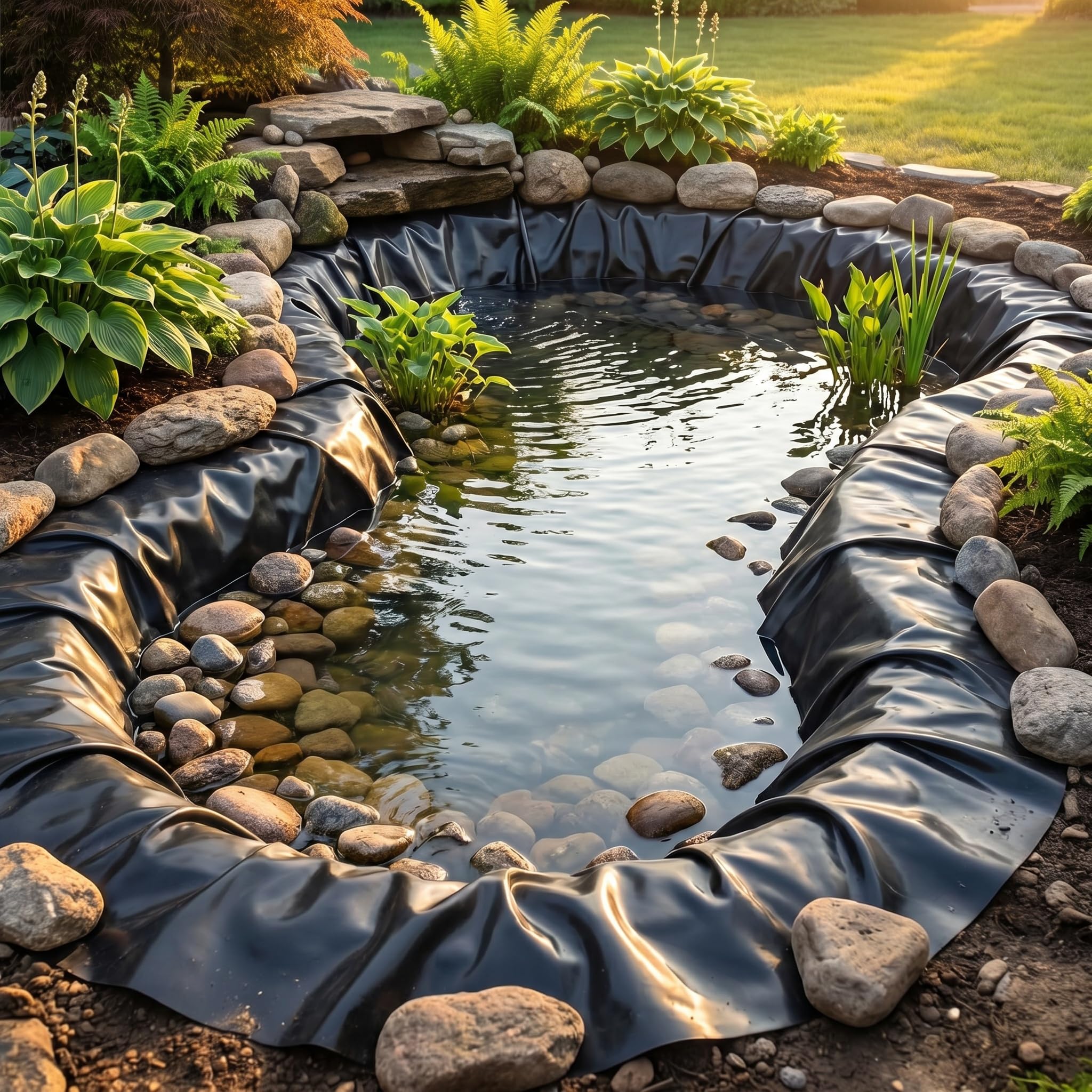 Revestimiento De Epdm De Alta Resistencia para Estanques: Lámina De Caucho Duradera para Estanques Exteriores, Cascadas Y Peces Koi, Capa Base Impermeable Y Película De 6x8m(19.7x26.2ft)