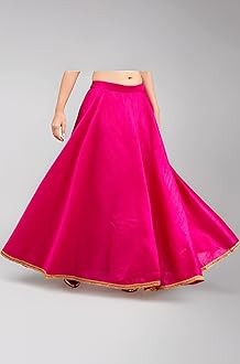 Women's Poly Silk Skirt/Lehenga With 8 Meters Maxi Flare (Double Ghera)