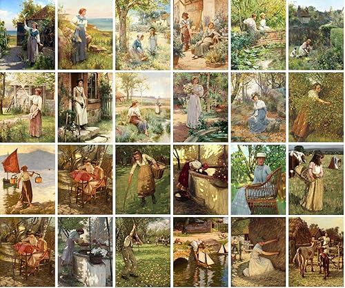 Miniatura 2 de PIXILUV Postales vintage 24 piezas RURAL PASTORAL VIDA ESCENAS Antiguo Museo Pintura Arte Alfred Retro Poster REPRINT