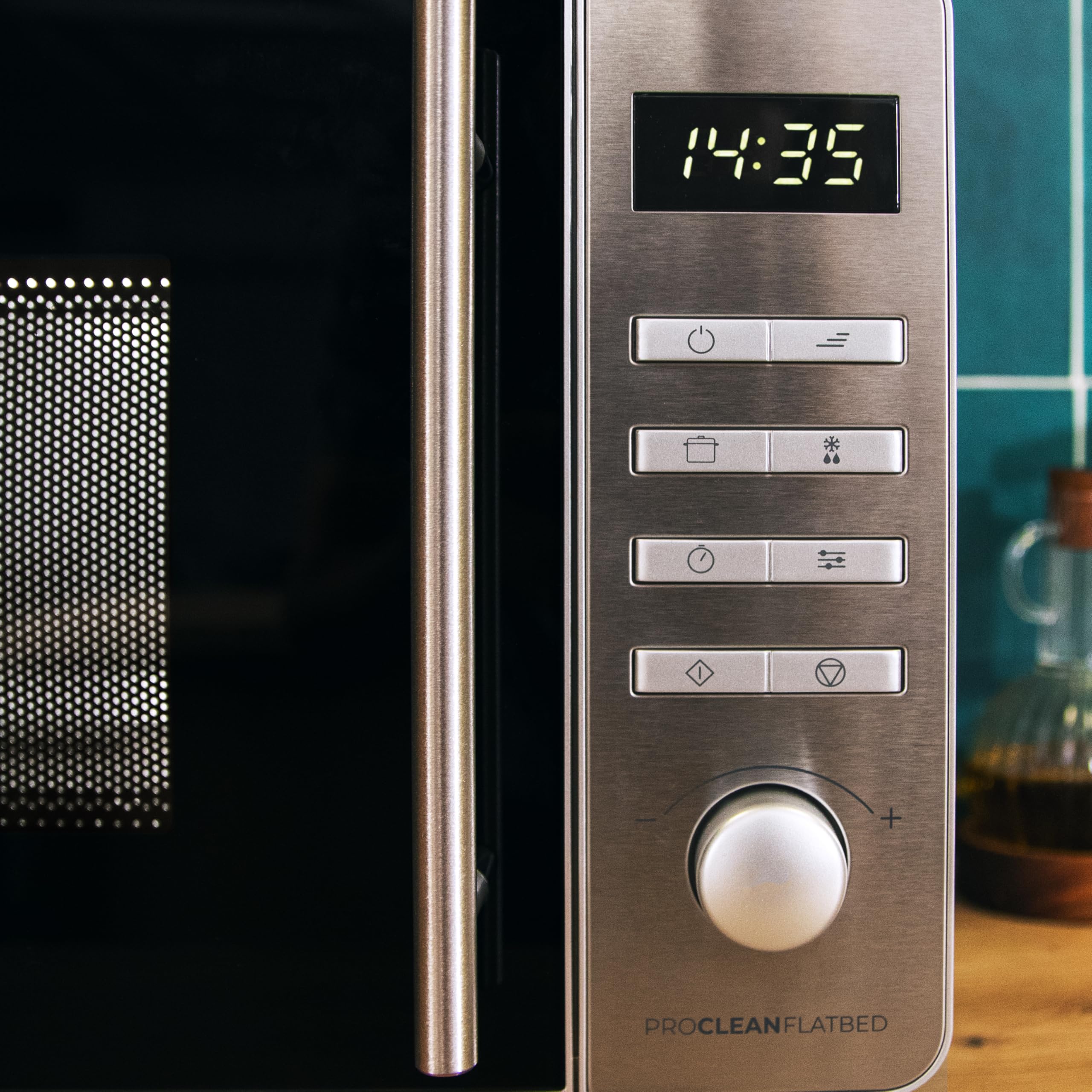 Cecotec Mikrowelle mit Grill Proclean 5010 Flatbed Edelstahl 20 l 700 W 800 W Halogengrill 8 Programme LED-Display 3DWave