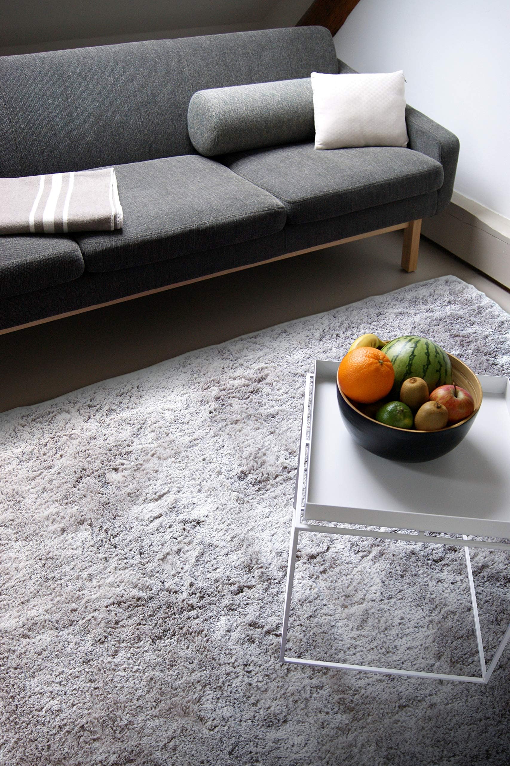 Modern Plain Rug Delight silver grey 140x200cm - exclusive soft and silky designer rug