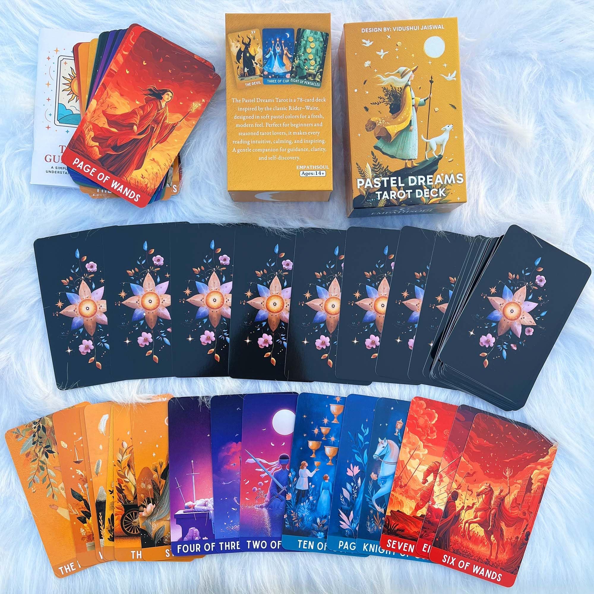 Pastel Dreams Tarocchi Deck, Tarocchi Carte per Principianti, 78 Tarocchi Pastello Morbido con Guida Generale, Delicata Arte Intuitiva, Lettura Stregoneria Divinazione Strumento