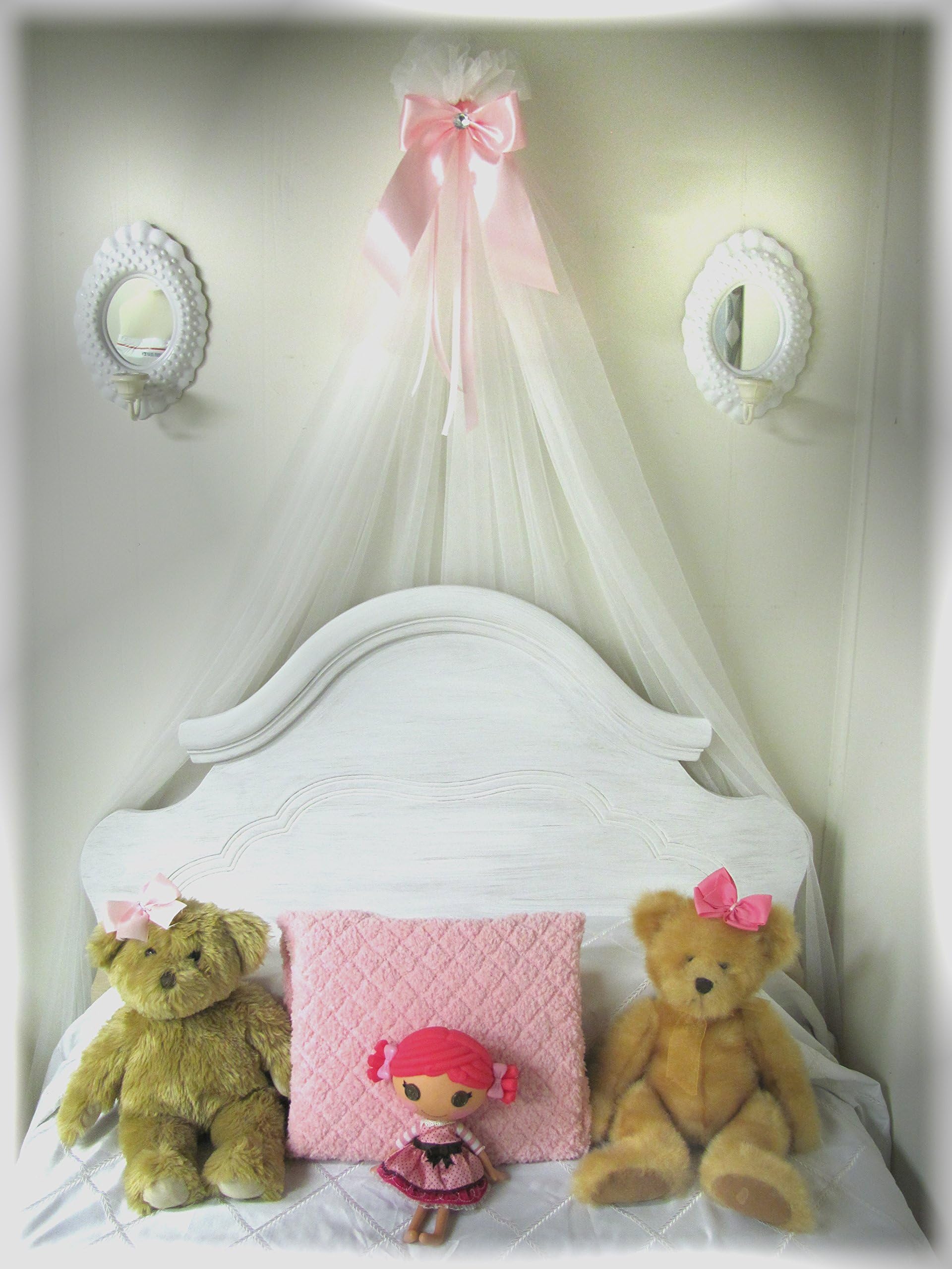 Bed Crib BOW canopy for bedroom or nursery Light pink Shabby Chic
