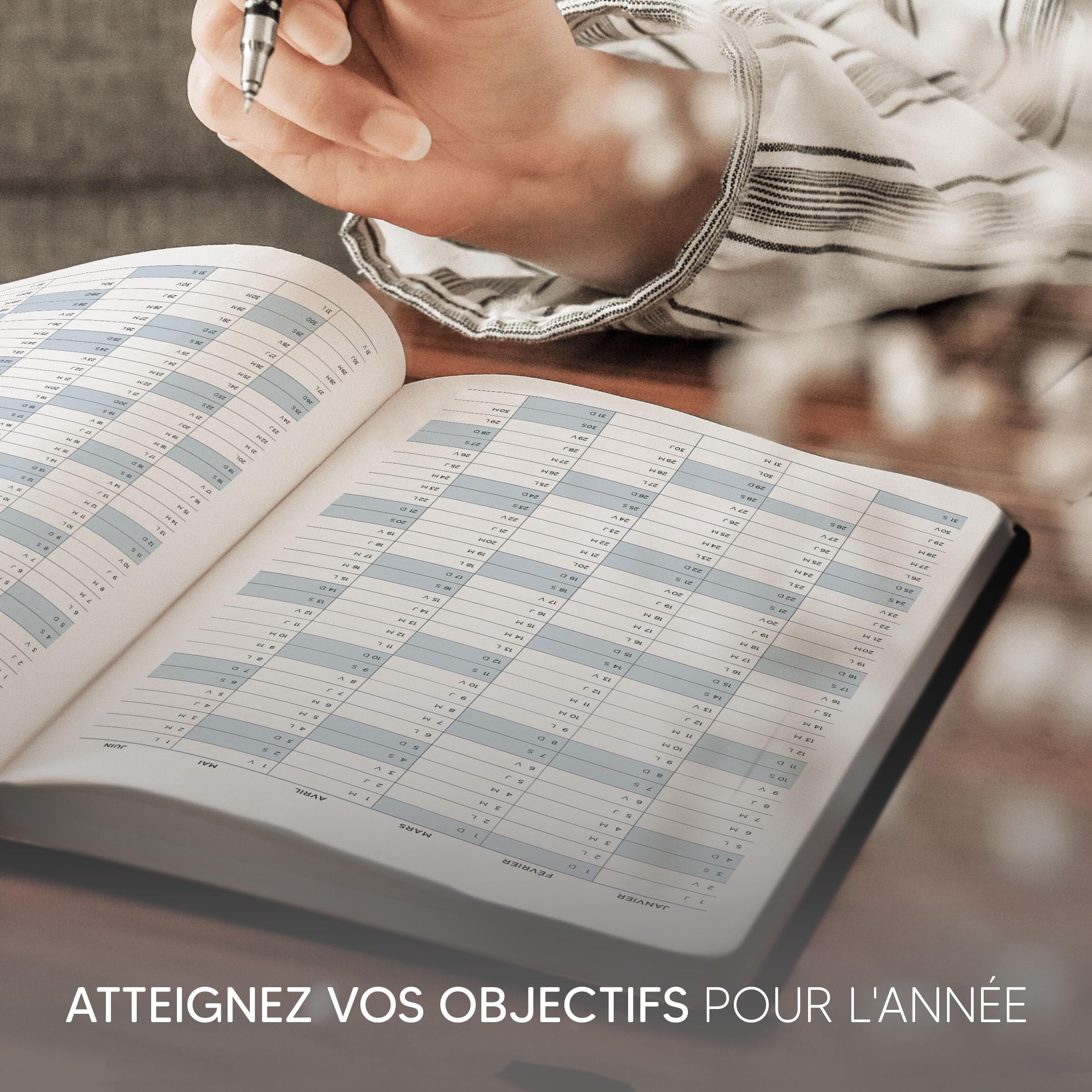 Agenda Semainier Premium 2026 par Smart Panda – A4, Couverture Souple, Argent – Intervalles de 30 minutes avec Boîte Cadeau – Calendrier Annuel, Novembre 2025 - Décembre 2026 – en Français