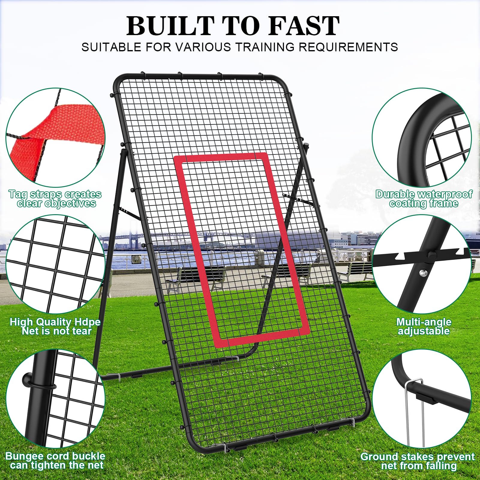 Volleyball Rebounder Netz 1.2M x 2.2M Fußball-Rebounder mit Ziel verstellbarem Winkel Trainingsgerät