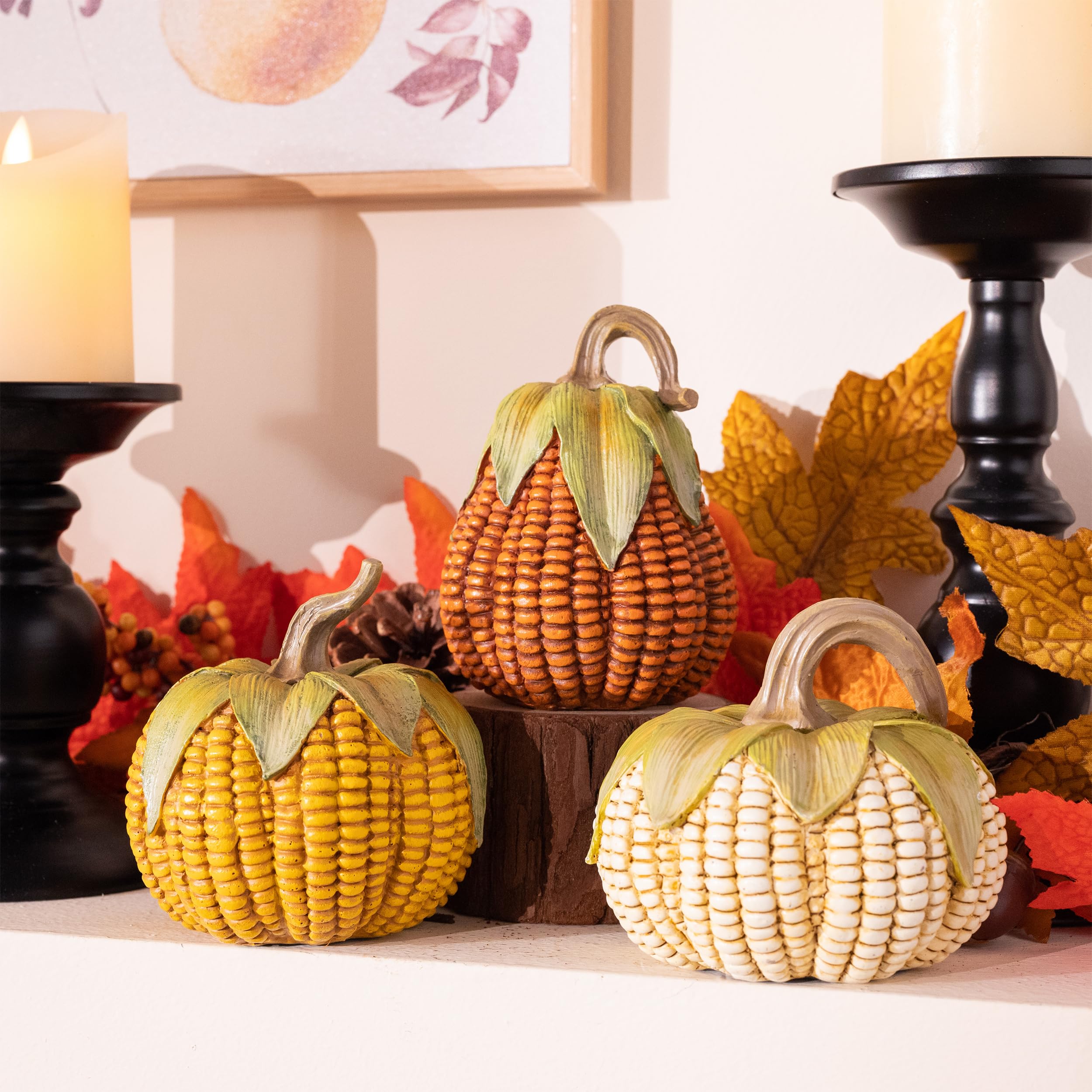 Valery Madelyn Lot de 3 citrouilles décoratives en résine pour décoration d'automne