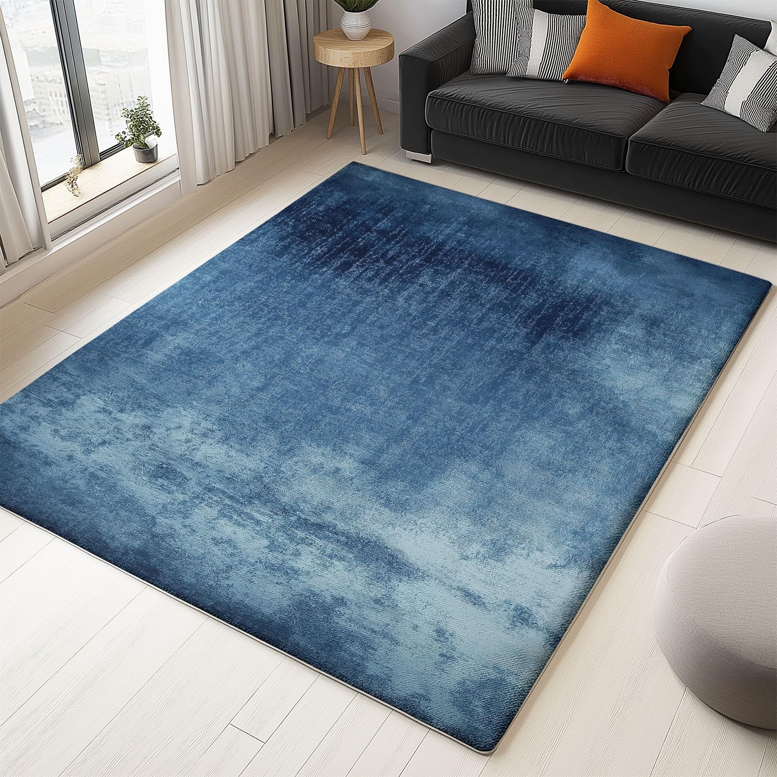Generico Tappeto Salotto Trama Blu Astratta 120x180cm Tappeto Soggiorno Pelo Corto Lavabile, Tappeti Camera da Letto, Tappeti Antiscivolo per Interni e Esterni