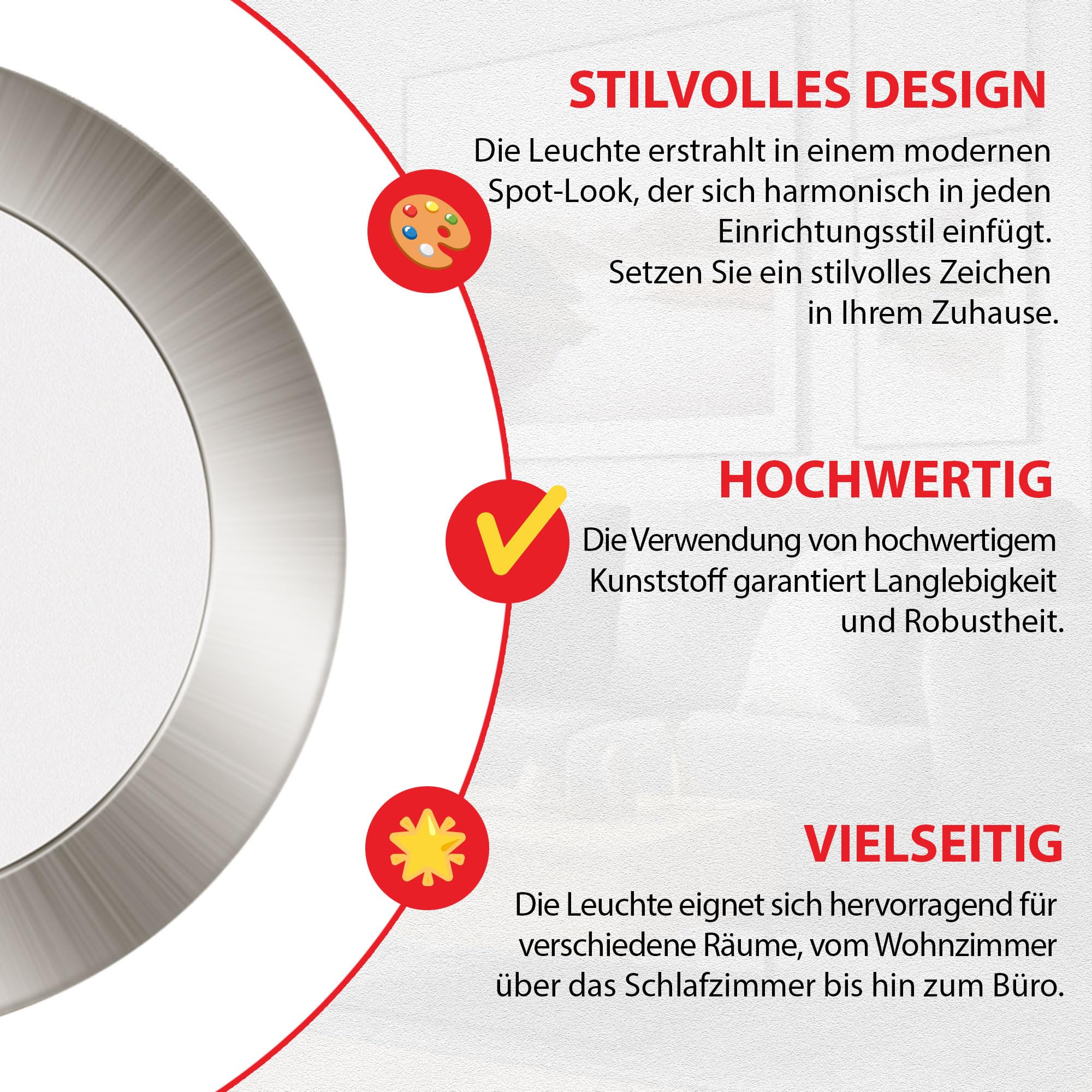 Maxkomfort LED Einbaustrahler flach 12x 4 Watt SET Bad URANUS | IP44 110° 290lm 68mm|Warmweiß Neutralweiß Kaltweiß | Feuchtraum, Edelstahl-Optik