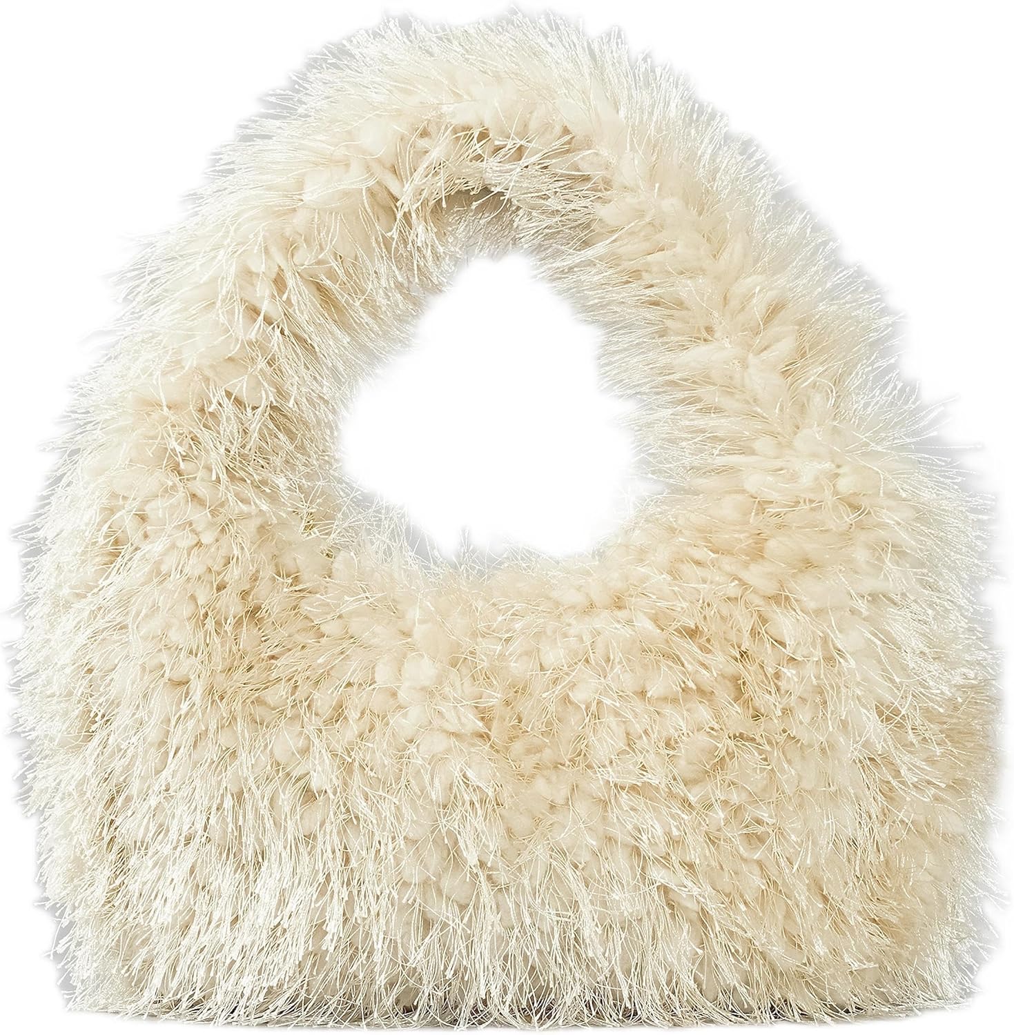 Faux Fur Fluffy Hobo Bag Furry Handbag Purse Y2K Fuzzy Tote Bag,Trendy Cute Plush Purse for Women