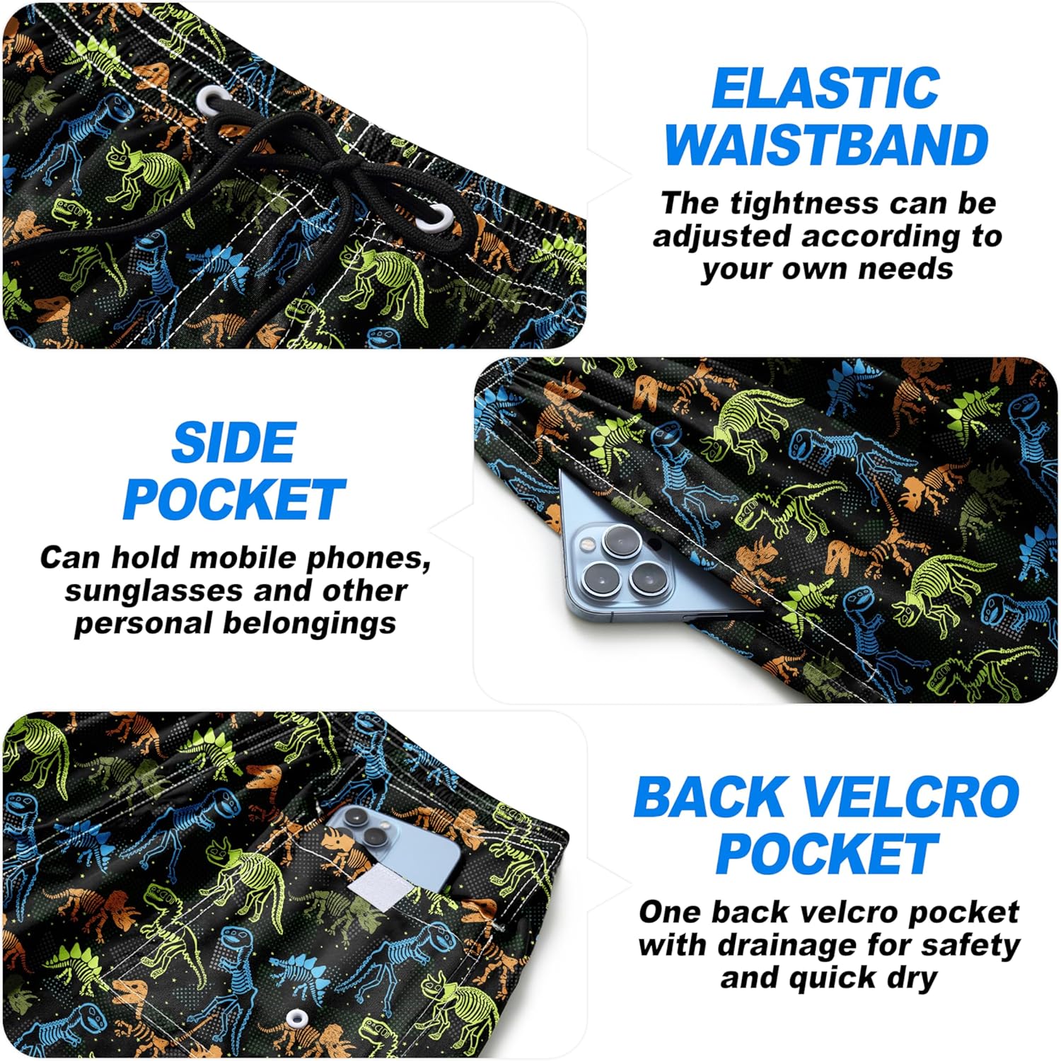 FT FENTENG Mens Swim Trunks Quick Dry Board Shorts with Mesh Lining, Breathable Surf Beach Shorts Swimwear Bathing Suits - Image 3