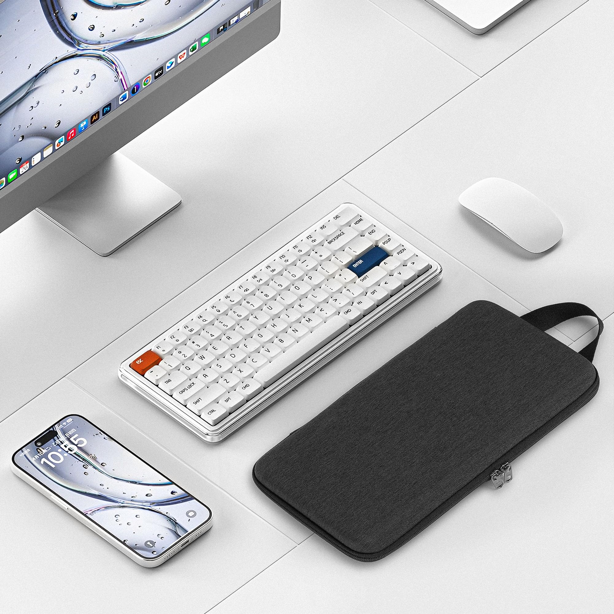 Custodia da trasporto per tastiere Slim Geekria, compatibile con Logitech MX Mechanical Mini, MelGeek O2, Flow Lite 84 / LOFREE Flow84, IQUNIX MQ80, 84 tasti, guscio rigido (grigio scuro)