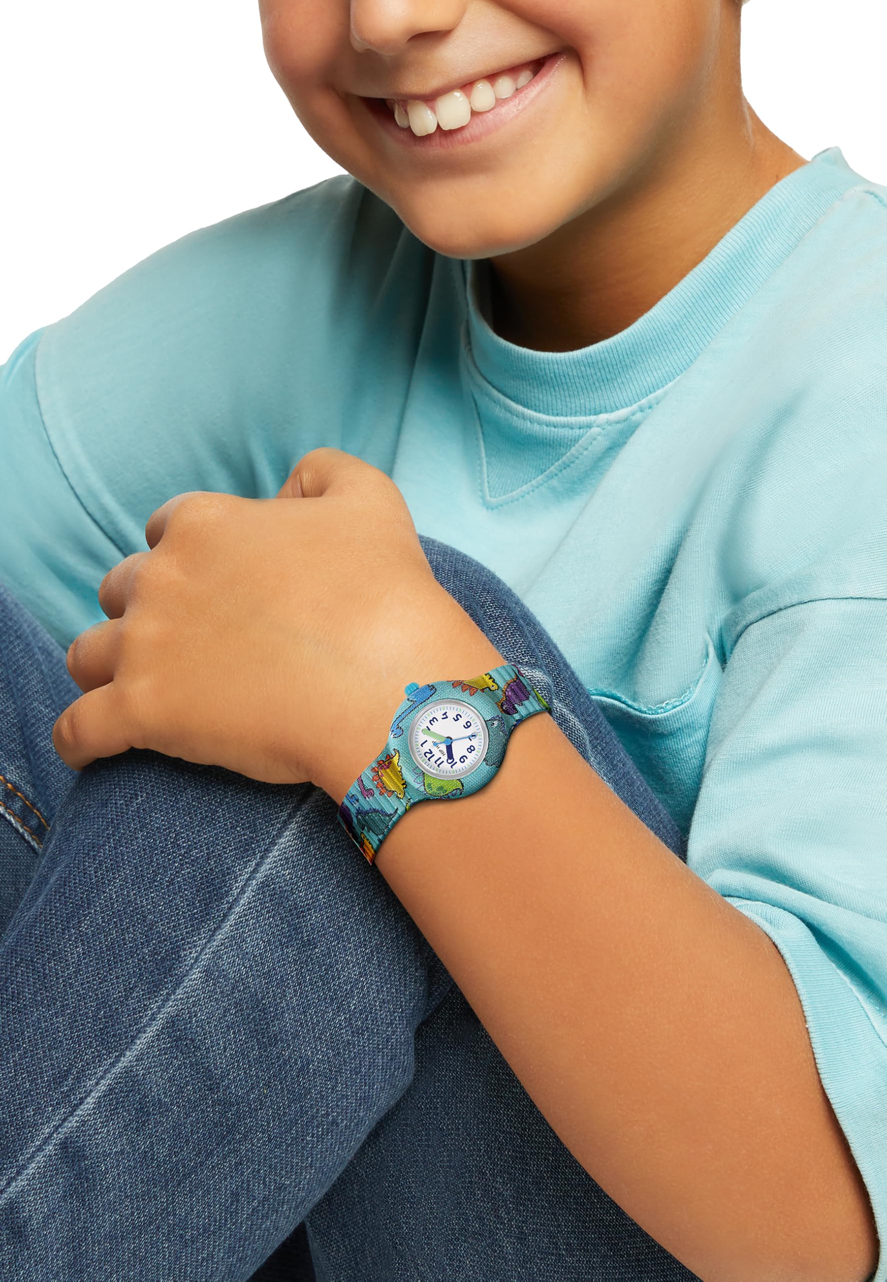 HIP HOP, Collezione Kids Fun, Orologio Bambini con Grafica Happy Dino, Cinturino in Silicone Eco-Friendly, Cassa 28 mm, Facile da Leggere, Colori Vivaci