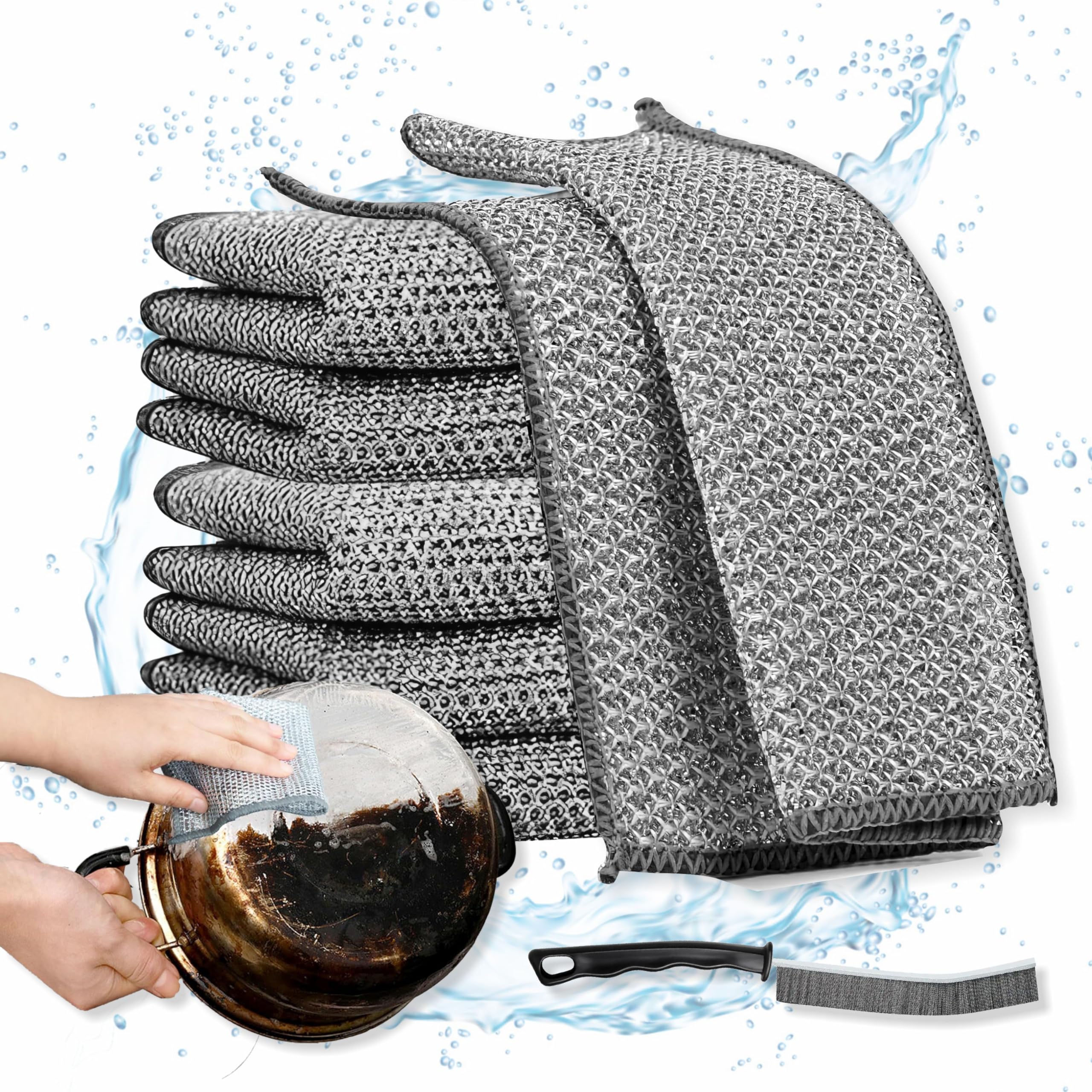 HKI™ 5 Pack Steel Wire Dishwashing Cloth Scrub and Gap Brush Juna Rags Non Scratch Dishcloth Scrubber for Dish Cleaning Rinsing Dishwash Cloth for Kitchen Utensils Reusable Cloth Juna for Dish Wash (B0CZHRZ937) Amazon Price History, Amazon Price Tracker