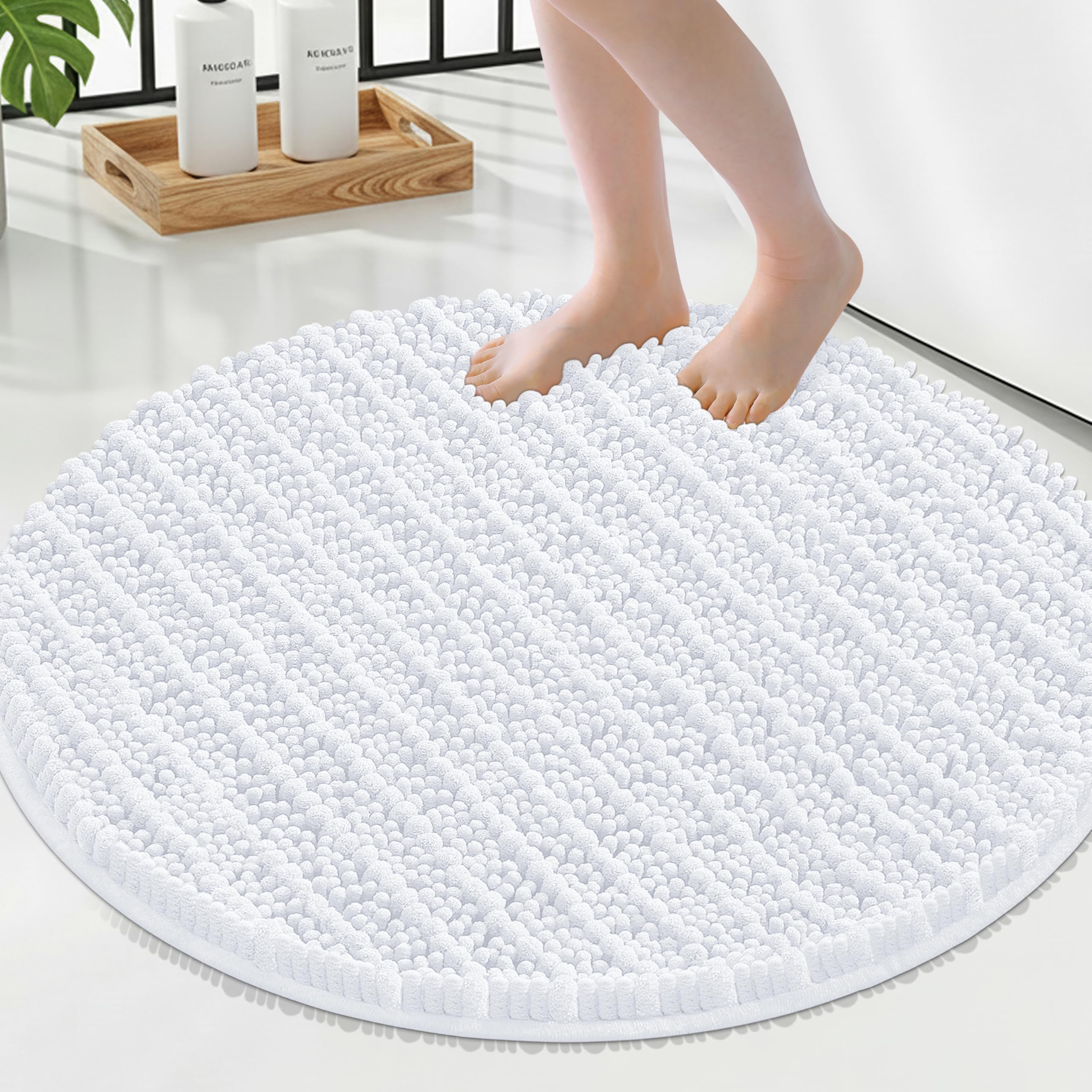 Smiry Bathroom Rugs Round 24X24, Extra Soft Rubber Backing Bath Mats