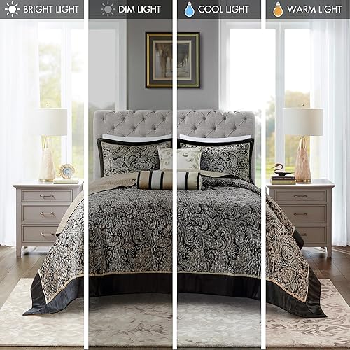 Miniatura 6 de Madison Park Aubrey - Juego de colcha acolchada reversible, reverso sólido de verano transpirable, capa de ropa de cama ligera para todas las