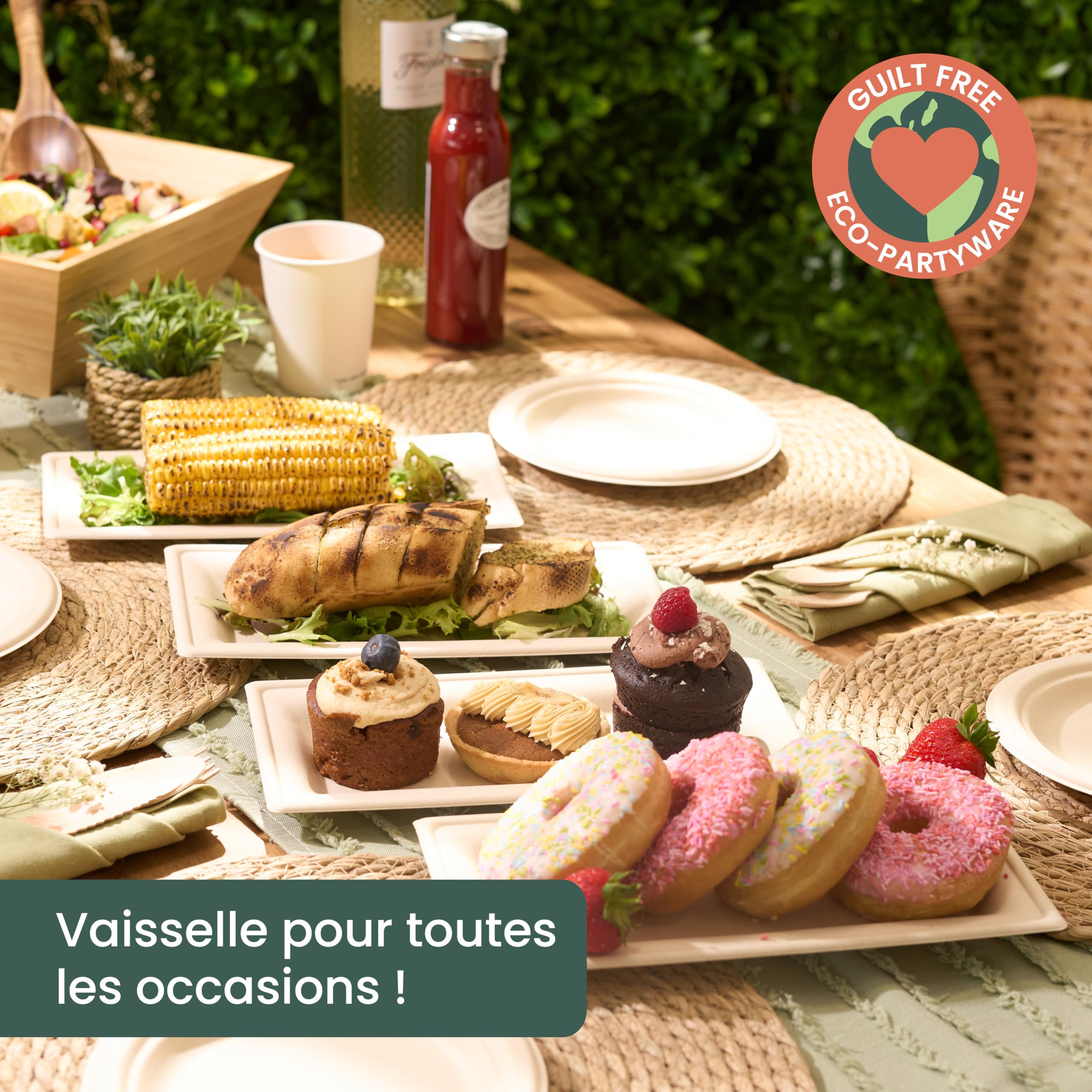 HAAGO 100 Plateaux Jetables en Canne à Sucre (26 x 12 cm) – Assiettes Rectangulaires en Bagasse – Solides & Rigides, Anti-Graisse & Anti-Fuites – Pour Canapés, Brochettes, Buffet, BBQ & Traiteur