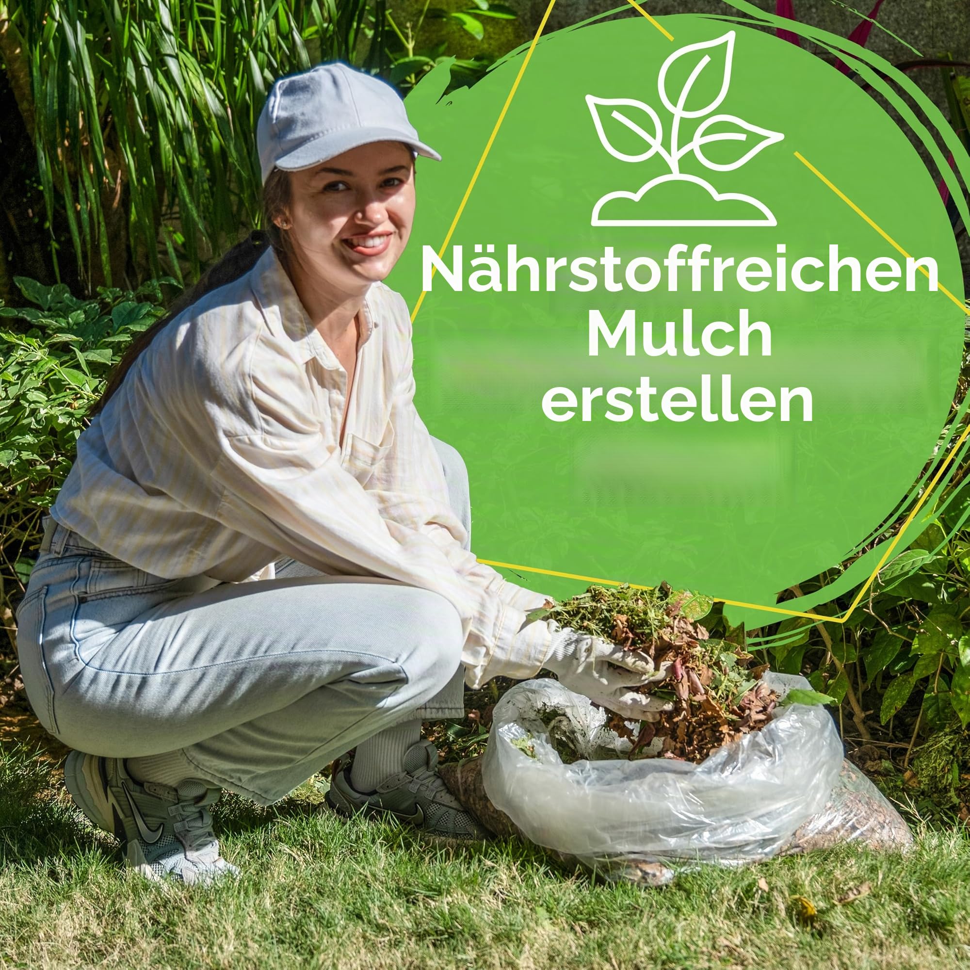 GreenSweep XL Messerloser Laubhäcksler & Mulcher 15 Ampere 9.000 U/min Motor 18:1 Reduktionsverhältnis