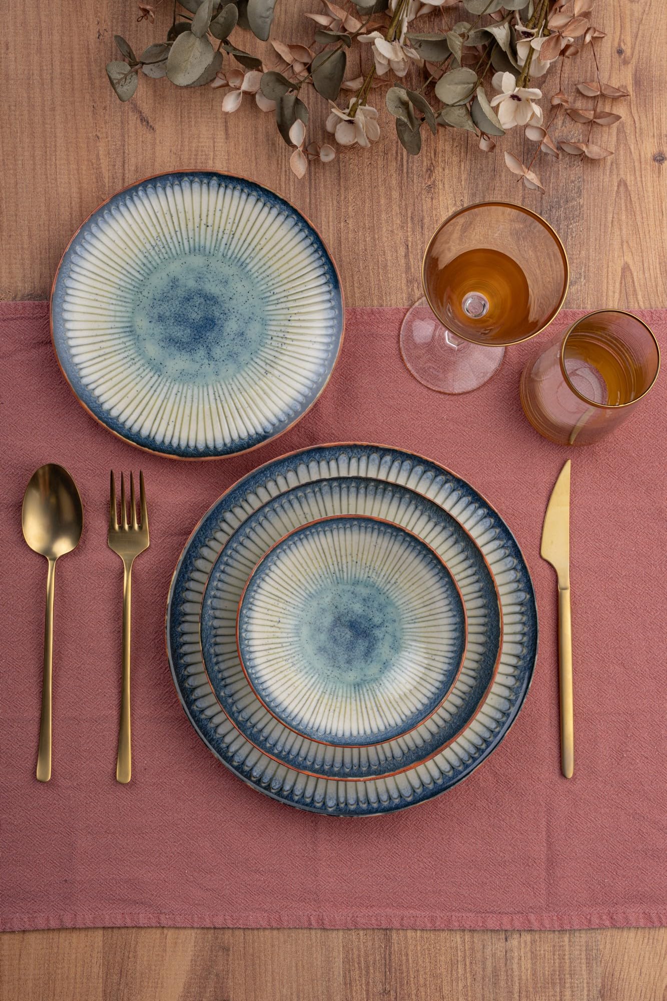 Élégant service à dîner 24 pièces, 100% porcelaine, avec assiettes, bols et assiettes à dessert, passe au lave-vaisselle et au micro-ondes, parfait pour toutes les occasions