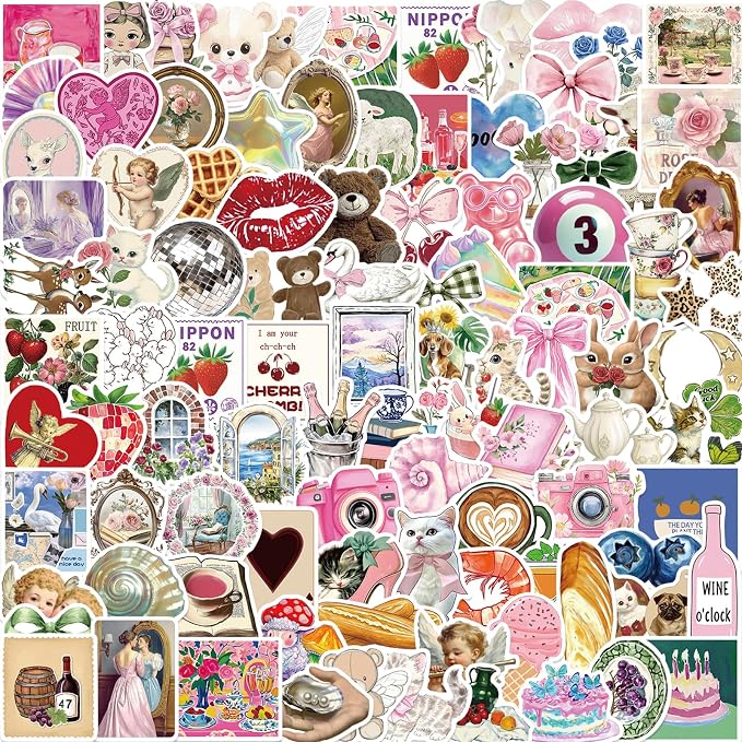 Amazon.com: 100PCS Aesthetic Stickers, Y2K Coquette Stickers Vinyl ...