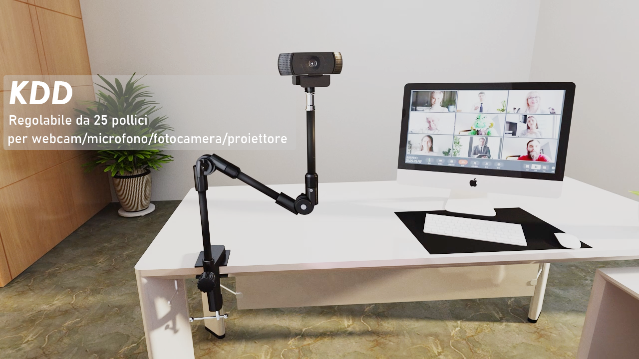 Supporto Flessibile Per Webcam, Telefono E Microfono - Braccio Regolabile 25 Pollici Con Vite 5/8"