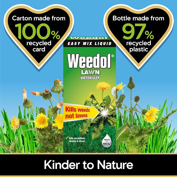 Weedol Concentrated Lawn Weedkiller 250 مل، سائل سهل الخلط، نايلون/أ