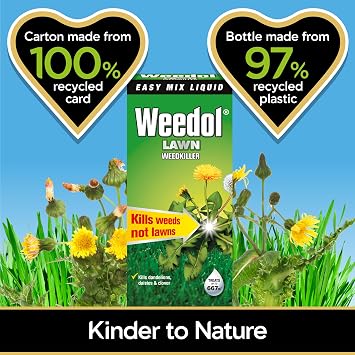 Weedol Concentrated Lawn Weedkiller 250 مل، سائل سهل الخلط، نايلون/أ