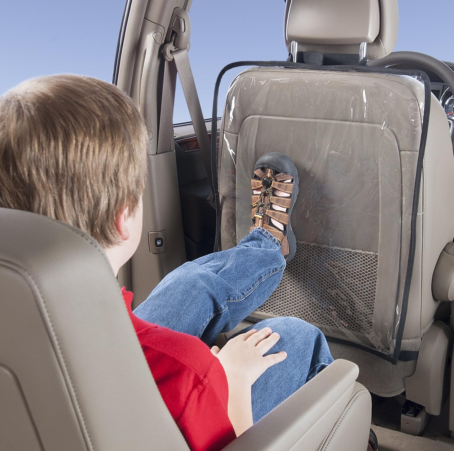 High Road Clear Car Seat Back Protectors with Adjustable Bottom Strap - 2 Pack