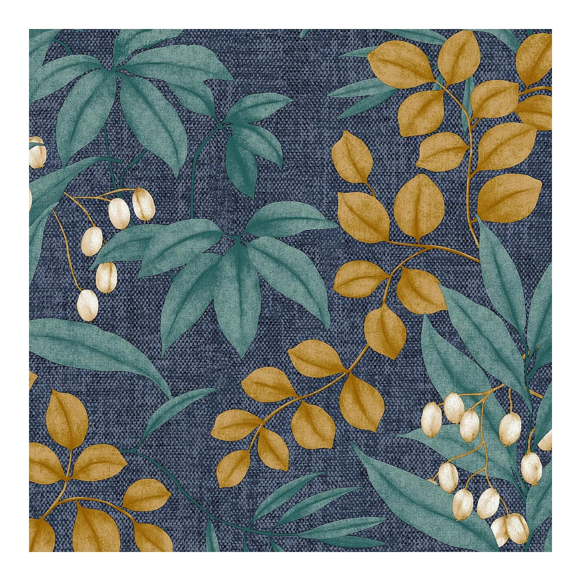 Superfresco Easy Persephone Navy/Ochre Floral Wallpaper | Paste the Wall | White Floral | Eco-Friendly