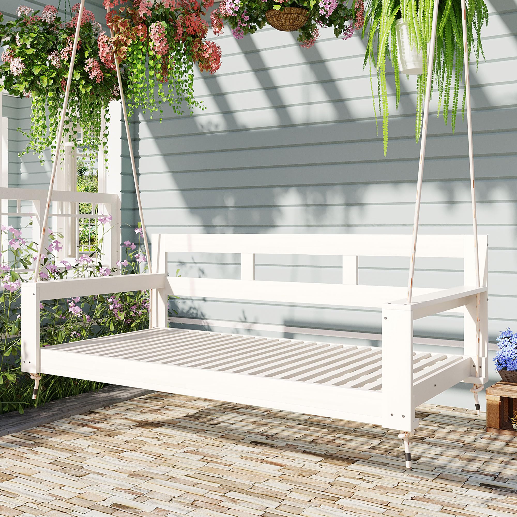 ①シンプルパーチ細め　２本　②吊り橋ウルトラロング　２個　③壁アスレチック　６個 Amazon.com : Harper & Bright Designs Patio Wooden Twin Size Porch