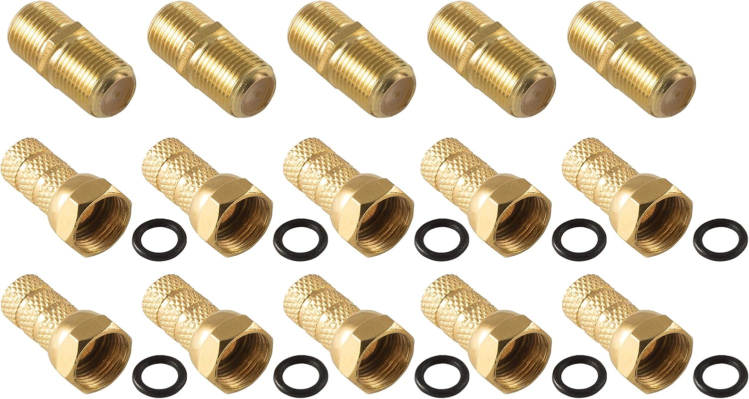 POPPSTAR 2x Antenne Adattatori Coassiali SAT (1x Presa F Su Presa Antenna IEC, 1x Su Spina), Giunto Coassiale Per Cavi Coassiali - Cavo Dorato - Foto 7