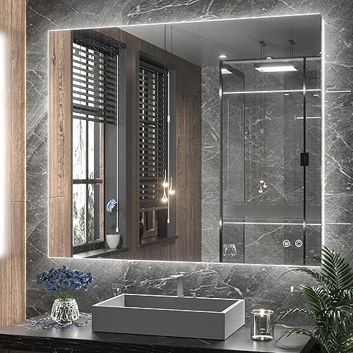 Miniatura 12 de TETOTE - Espejo retroiluminado de 84 x 32 pulgadas con luces LED para baño, antiempañante, espejo iluminado regulable (horizontal/vertical), espejo