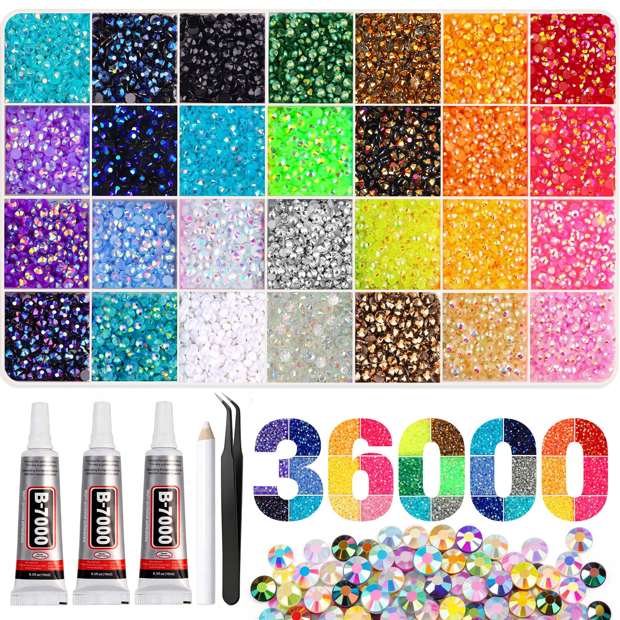 Photo 1 of Artdone 3mm Jelly AB Rhinestones (36000 Pcs)