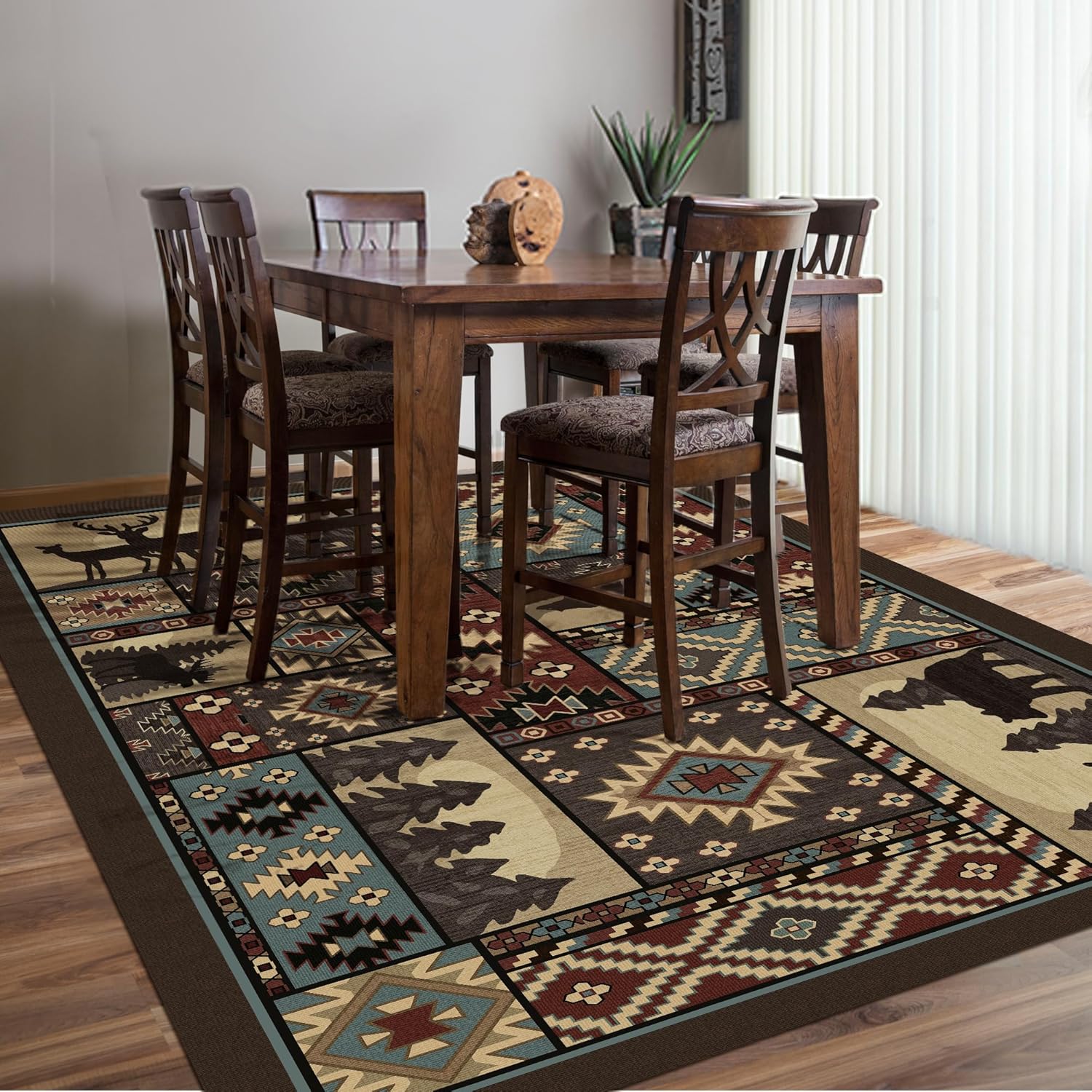 Rustic Cabin Area Rug 5x7: Bear Western Decor Brown Animal Carpet for Living Room Bedroom Country Home - Image 7