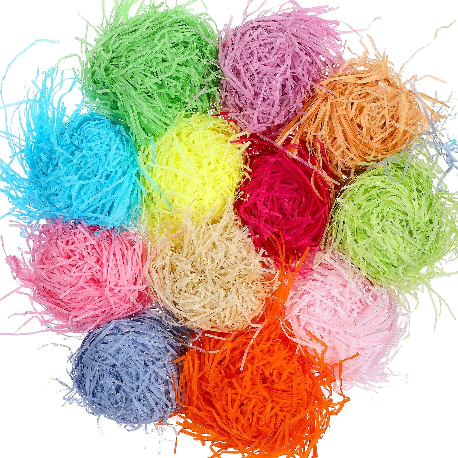 Zonon 12 Colorful Easter Grass 8.47 oz Paper Shred Easter Grass Candy Color for Basket Filler Creative Eggs Decor Filler Party Decoration Box Packaging Supplies