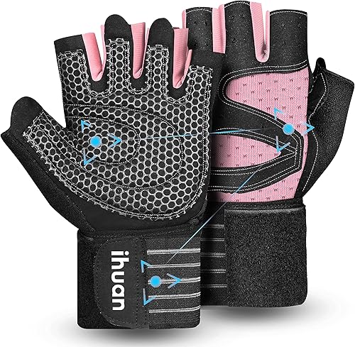 Miniatura 12 de ihuan - Guantes de entrenamiento con ventilación, unisex, protección completa de la palma de la mano; para levantamiento de pesas, entrenamiento,