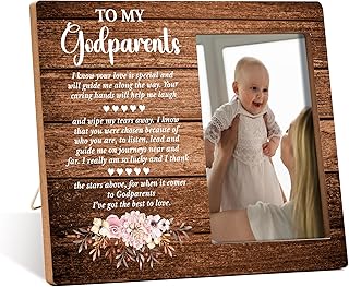 Godparents Appreciation Photo Frame - To My Godparents Wooden Tabletop Picture Frame - New Godparents Announcement Gifts - Baptism Birthday Christmas Gifts For Godfather Grandmother -80