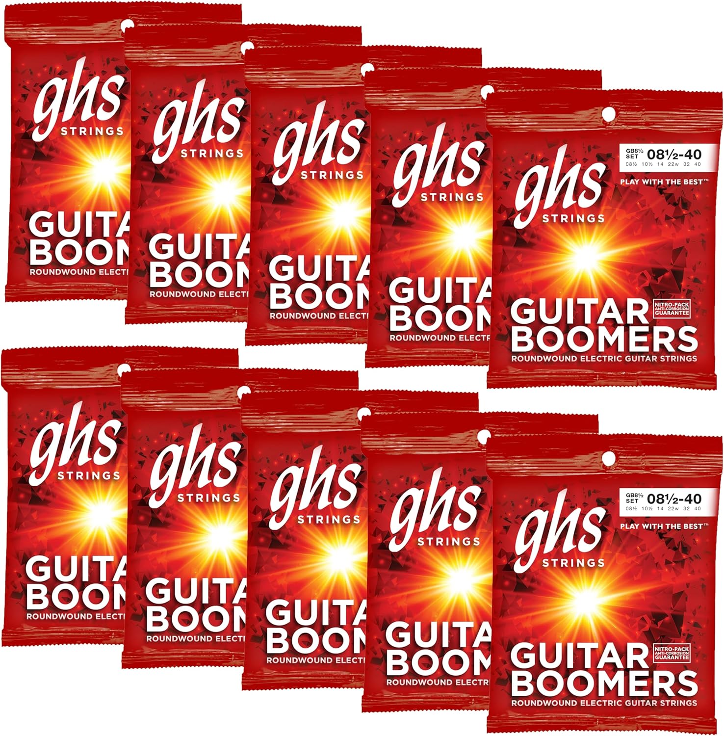 GHS Strings 8.5-40 ULT+ 6-String Boomers, Nickel Plated Steel Electric Guitar Strings