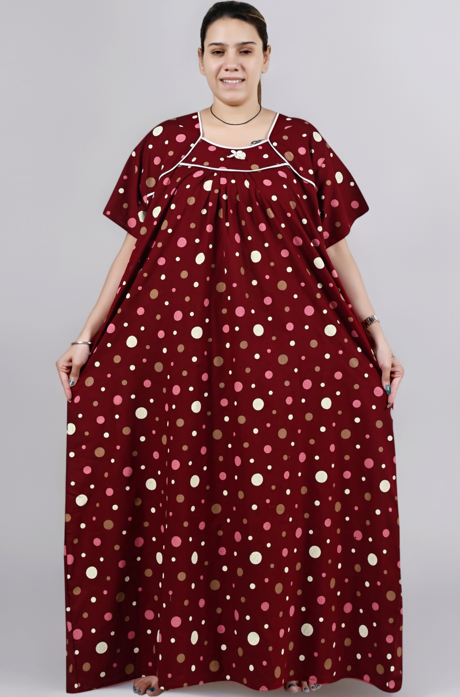 Plus Size Women Nighty Cotton Maxi Printed Jumbo Gown Size 5XL to 10XL