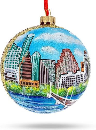 Miniatura 8 de Austin, Texas - Adorno de Navidad con bola de cristal, 4 pulgadas