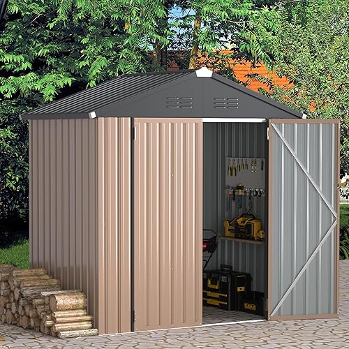 U-MAX 6x4 Sheds Storage Sheds & Outdoor Storage, Small Outdoor Storage Garden Shed Outside Shed kit, Galvanized Metal Utility Shed for Backyard, Patio and Lawn