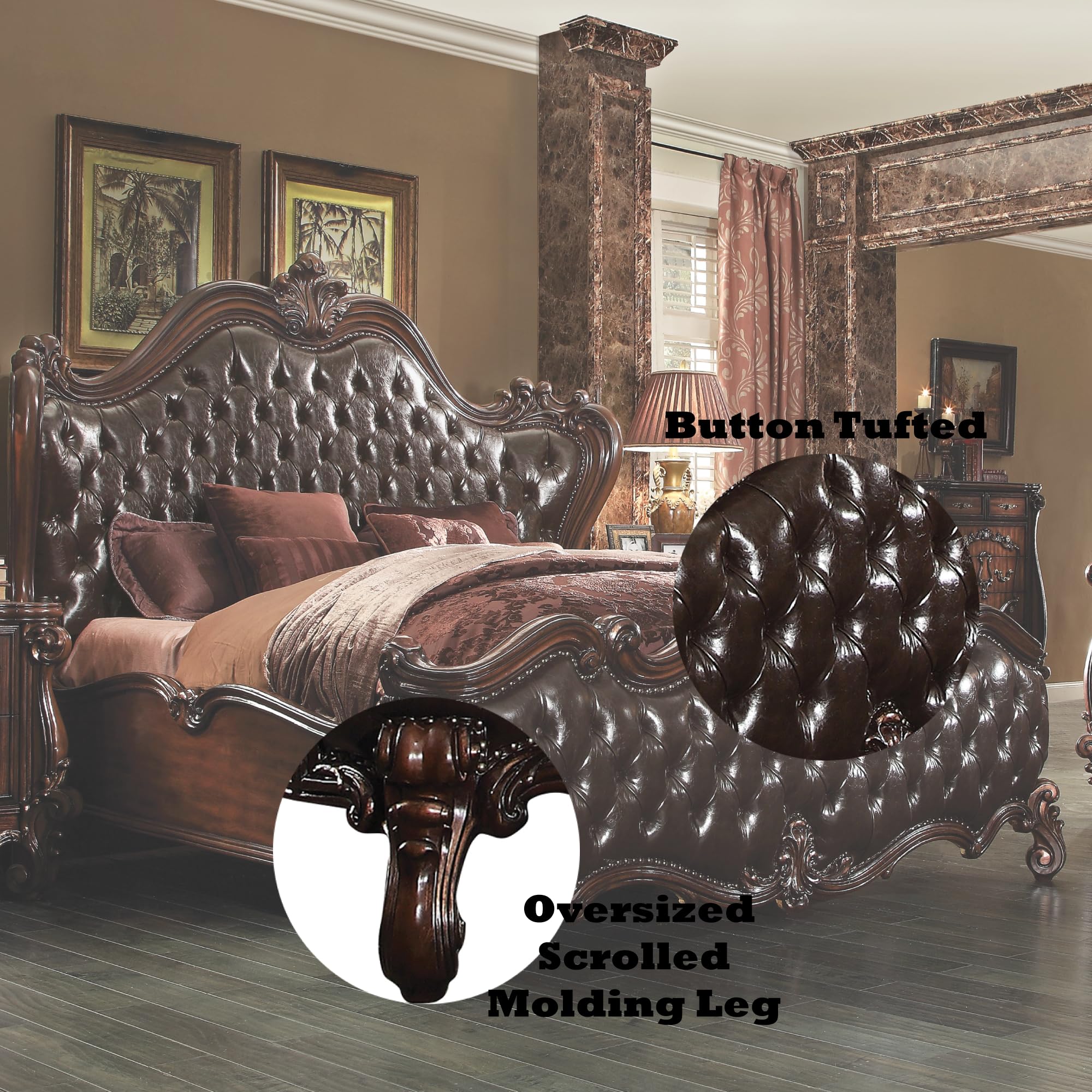 Amazon.com: Acme Versailles Tufted Upholstered King Panel Bed in